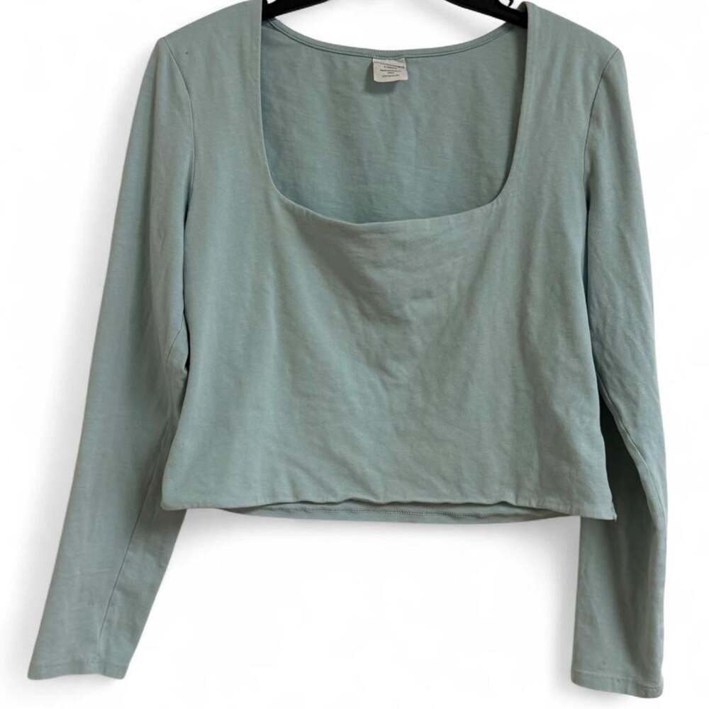 Women's Blue and Green Crop-top